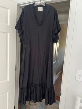 Lido Black Ruffle Sleeve Maxi Dress